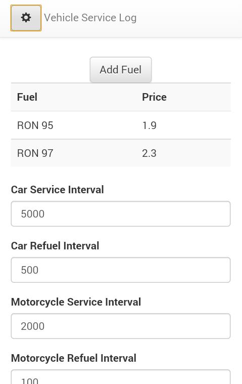 Vehicle Service Log