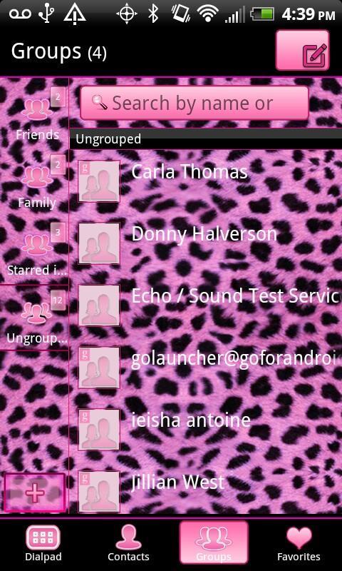 GO Contacts Pink Cheetah Theme