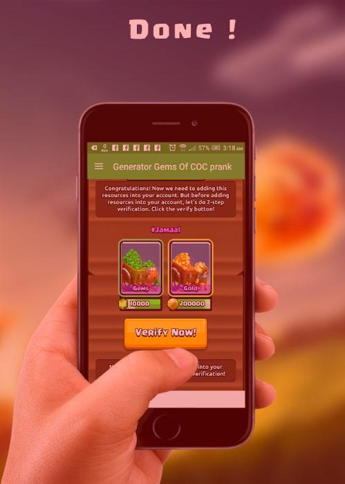 Cal Gems for Clash of Clans Resource Prank