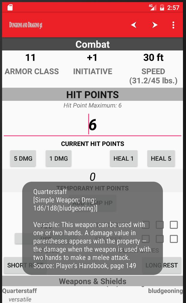 Character Sheet for DnD 5e