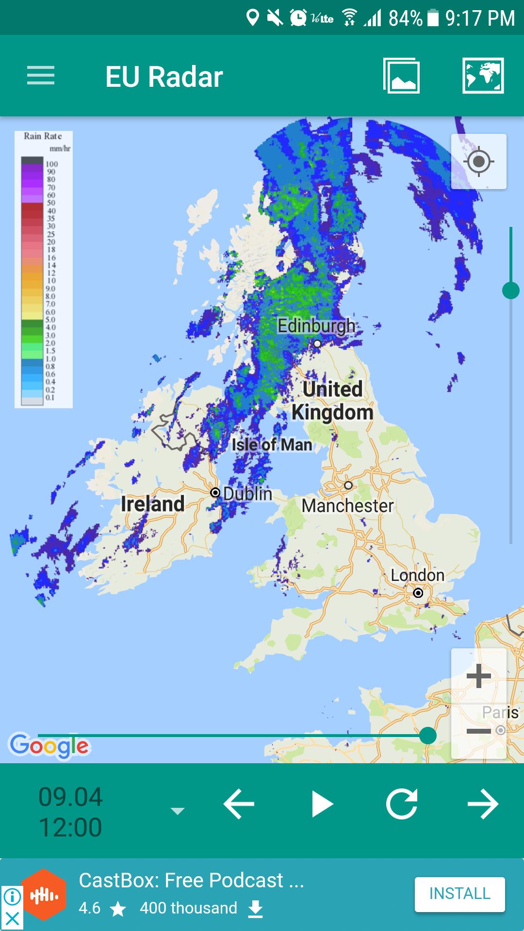 European Rain Radar(Weather Forcast)