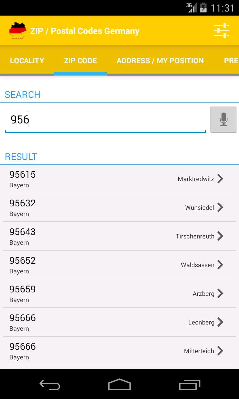ZIP / Postal Codes Germany