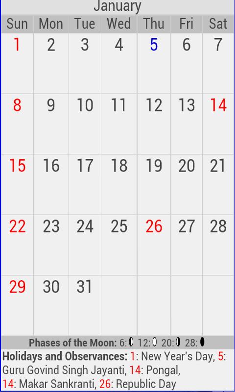 2017 Holiday Calendar India