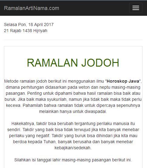 Primbon Arti Nama, Weton dan Ramalan