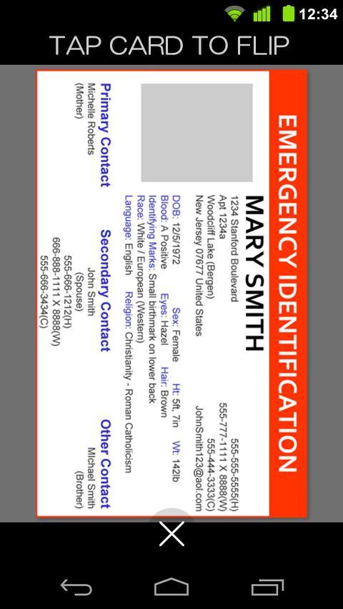 My ICE - CARD DISPLAY WIDGET