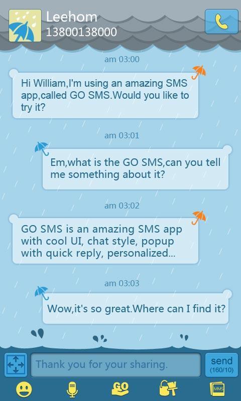 GO SMS Pro Rainy day Theme