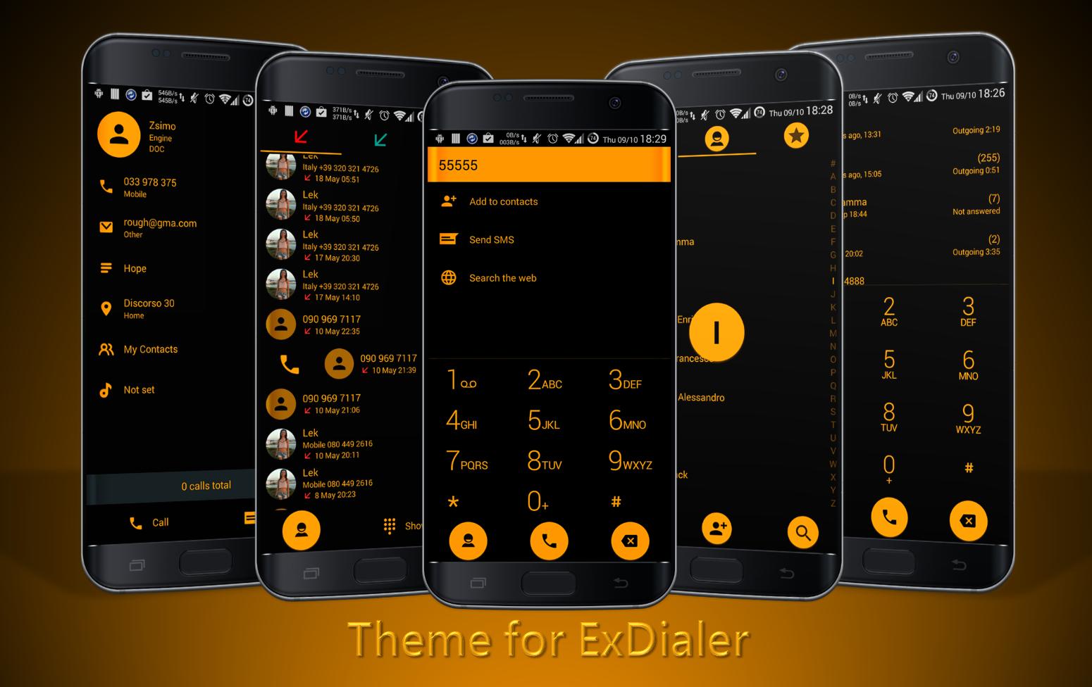Dialer Theme Flat Black Orange