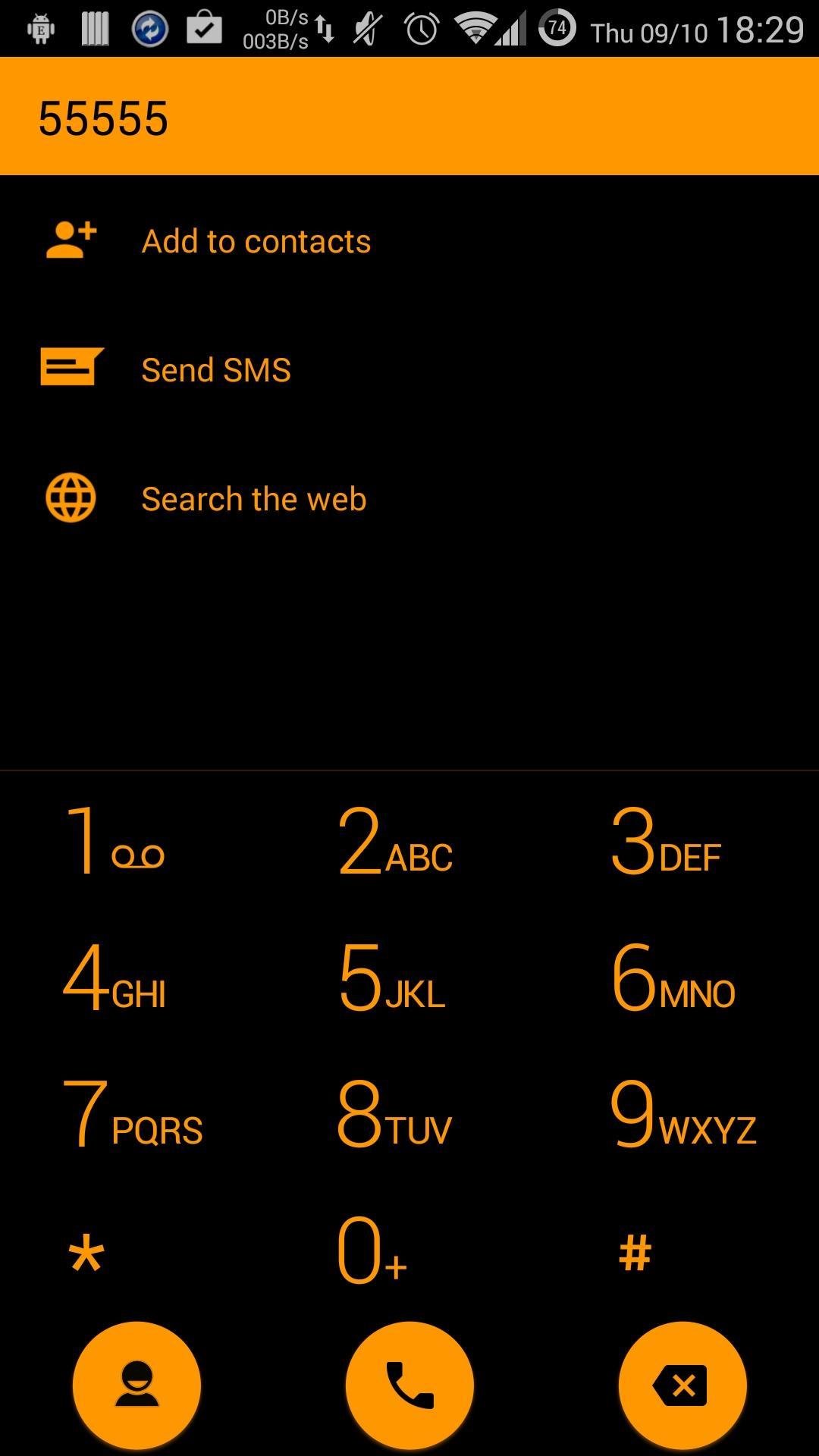 Dialer Theme Flat Black Orange