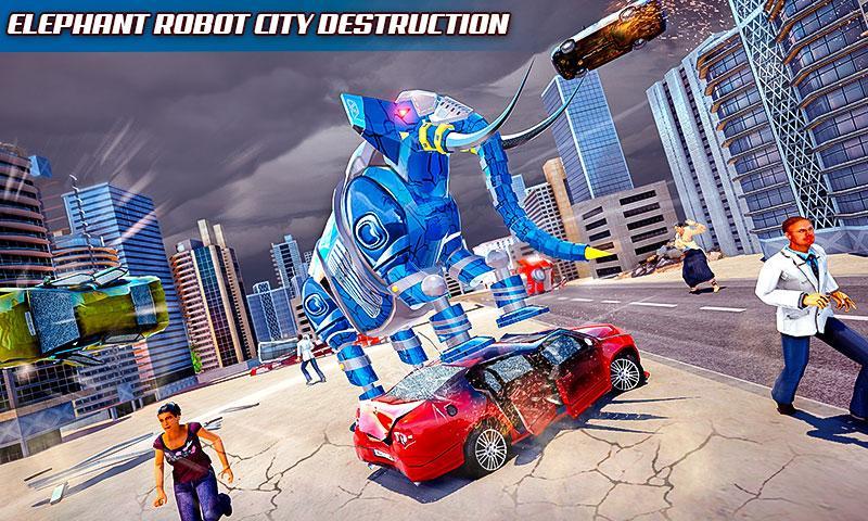 Angry Elephant Robot City Rampage
