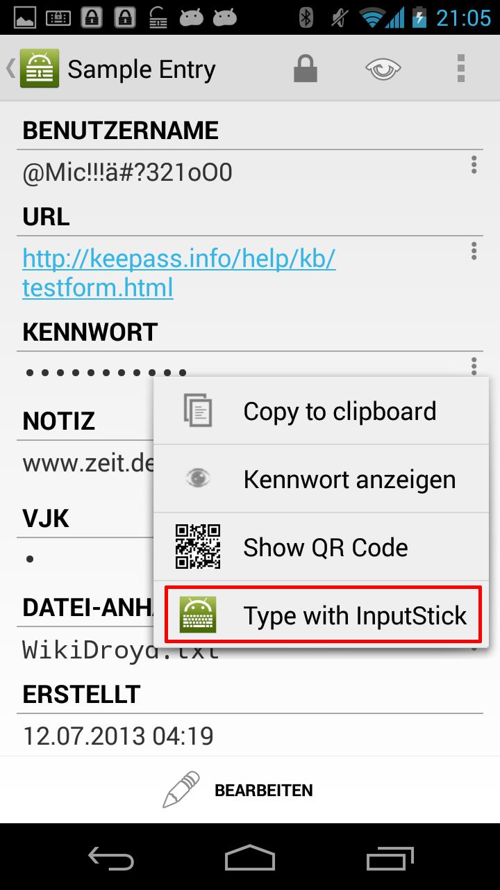 InputStick Plug-In for KP2A