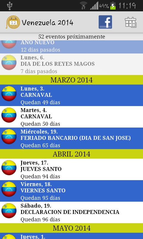 Calendario Feriados Venezuela