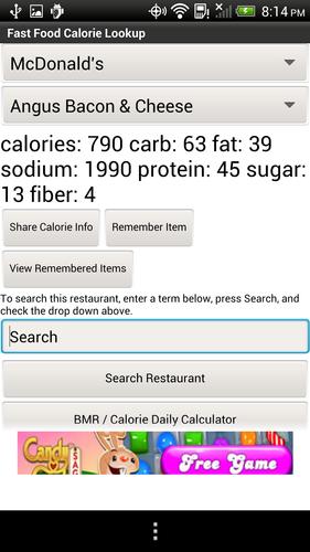 Fast Food Calorie Lookup